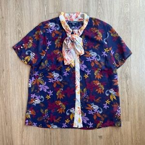 ModCloth Animal Print Tie Blouse